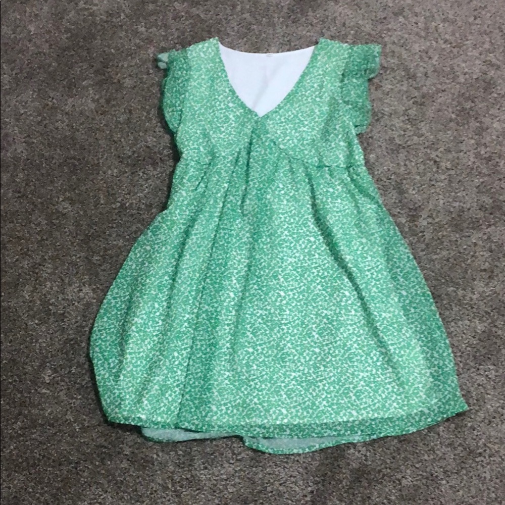 Green Floral Mini Dress